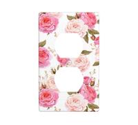 AEKGOHP Floral Flower Rose Pink Prints Double Socket Wall Panel Decorative is Durable and Suitable for Socket Light Switch Accessories 4.5x2.76in