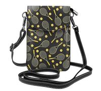 AEKGOHP Funny Tennis Racquets And Tennis Balls Printed Small Leather Women'S Crossbody Flip Phone Bag, Waterproof And Durable