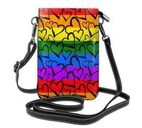 AEKGOHP Gay Pride Rainbow Pattern Printed Small Leather Women'S Crossbody Flip Phone Bag, Waterproof And Durable