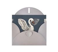 AEKGOHP Gray Greeting Card Beautiful White Swan Prints for Festive Birthday Party Invitation