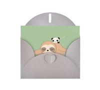 AEKGOHP Gray Greeting Card Cute Panda and Sloth Prints for Festive Birthday Party Invitation