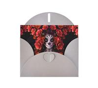 AEKGOHP Gray Greeting Card Day Of The Dead Sugar Roses Skull Prints for Festive Birthday Party Invitation