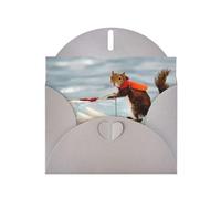AEKGOHP Gray Greeting Card Water Skiing fox Squirrel Prints for Festive Birthday Party Invitation