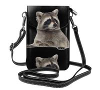 AEKGOHP Hairy Raccoon Printed Small Leather Women'S Crossbody Flip Phone Bag, Waterproof And Durable