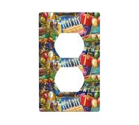 AEKGOHP Happy Birthday Prints Double Socket Wall Panel Decorative is Durable and Suitable for Socket Light Switch Accessories 4.5x2.76in