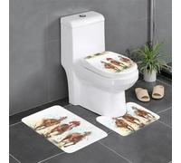 AEKGOHP Horse Race Riding Sport Prints Anti slip floor mat three piece set bathroom carpet anti slip durable