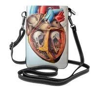 AEKGOHP Human Anatomy Heart Chart Printed Small Leather Women'S Crossbody Flip Phone Bag, Waterproof And Durable