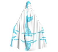 AEKGOHP Mermaid Tail Printed Halloween Adult Hooded Cape Men'S And Women'S Clothing Mantle Role-Playing