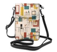 AEKGOHP Mid Century Modern Printed Small Leather Women'S Crossbody Flip Phone Bag, Waterproof And Durable
