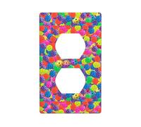 AEKGOHP Pickleball Balls Colors Pattern Prints Double Socket Wall Panel Decorative is Durable and Suitable for Socket Light Switch Accessories 4.5x2.76in