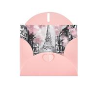 AEKGOHP Pink Greeting Card Paris Street Eiffel Tower Pink Floral Prints for Festive Birthday Party Invitation