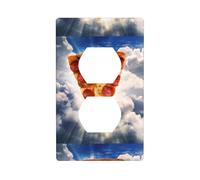 AEKGOHP Pizza in The Sky Prints Double Socket Wall Panel Decorative is Durable and Suitable for Socket Light Switch Accessories 4.5x2.76in