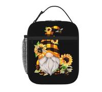 AEKGOHP Portable Insulated Lunch Bag Gnome Bee Yellow Floral Prints Reusable Lunch Bag Durable for Men and Women