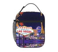 AEKGOHP Portable Insulated Lunch Bag Las Vegas Night City Prints Reusable Lunch Bag Durable for Men and Women
