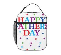 AEKGOHP Portable Insulated Lunch Bag Stars and Happy Fathers Day Prints Reusable Lunch Bag Durable for Men and Women