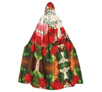 AEKGOHP Red Geraniums Printed Halloween Adult Hooded Cape Men'S And Women'S Clothing Mantle Role-Playing