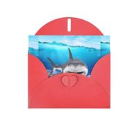 AEKGOHP Red Greeting Card Fish Ocean Theme Prints for Festive Birthday Party Invitation