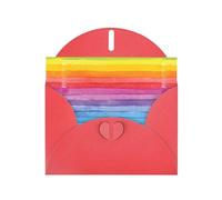 AEKGOHP Red Greeting Card Rainbow Colored Striped Prints for Festive Birthday Party Invitation