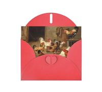 AEKGOHP Red Greeting Card Roast Chicken Hen Farm Prints for Festive Birthday Party Invitation