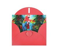 AEKGOHP Red Greeting Card Two Colored Parrots Prints for Festive Birthday Party Invitation
