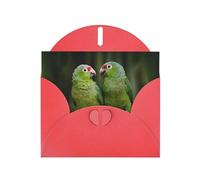 AEKGOHP Red Greeting Card Two Parrots on Green Palm Tree Prints for Festive Birthday Party Invitation