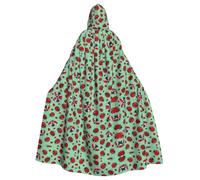 AEKGOHP Red Ladybugs On A Blue Background Printed Halloween Adult Hooded Cape Men'S And Women'S Clothing Mantle Role-Playing