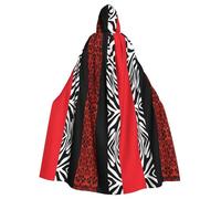 AEKGOHP Red Leopard And Zebra Animal Printed Halloween Adult Hooded Cape Men'S And Women'S Clothing Mantle Role-Playing