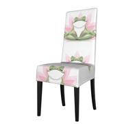 AEKGOHP Removable Dining Chair Covers Cute Funny Frog Doing Yoga Prints - Soft, Comfortable, Wrinkle Resistant, No Ironing Needed Stretchable for Most Armless Chair