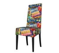 AEKGOHP Removable Dining Chair Covers Happy Birthday Prints - Soft, Comfortable, Wrinkle Resistant, No Ironing Needed Stretchable for Most Armless Chair