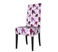 AEKGOHP Removable Dining Chair Covers purple Poodle Polka Dot Prints - Soft, Comfortable, Wrinkle Resistant, No Ironing Needed Stretchable for Most Armless Chair