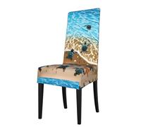 AEKGOHP Removable Dining Chair Covers Turtle crawling on the beach Prints - Soft, Comfortable, Wrinkle Resistant, No Ironing Needed Stretchable for Most Armless Chair