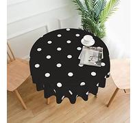 AEKGOHP Round Decorative Tablecloth 60in Black And White Polka Dot Prints Waterproof, Washable, and Reusable for Dining, Coffee, Picnic, Wedding, Party