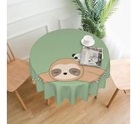 AEKGOHP Round Decorative Tablecloth 60in Cute Panda and Sloth Prints Waterproof, Washable, and Reusable for Dining, Coffee, Picnic, Wedding, Party