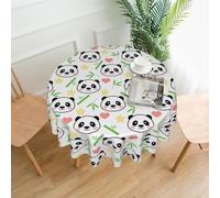 AEKGOHP Round Decorative Tablecloth 60in cute panda bamboo star Prints Waterproof, Washable, and Reusable for Dining, Coffee, Picnic, Wedding, Party