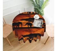 AEKGOHP Round Decorative Tablecloth 60in Elephant Prints Waterproof, Washable, and Reusable for Dining, Coffee, Picnic, Wedding, Party