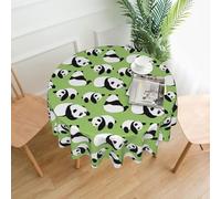 AEKGOHP Round Decorative Tablecloth 60in Green background panda Prints Waterproof, Washable, and Reusable for Dining, Coffee, Picnic, Wedding, Party