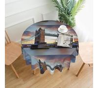 AEKGOHP Round Decorative Tablecloth 60in Historic Old Tower Bridge London Prints Waterproof, Washable, and Reusable for Dining, Coffee, Picnic, Wedding, Party