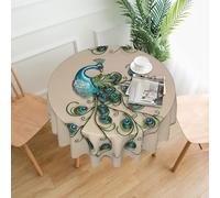AEKGOHP Round Decorative Tablecloth 60in Peacock pattern Prints Waterproof, Washable, and Reusable for Dining, Coffee, Picnic, Wedding, Party