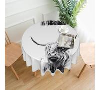 AEKGOHP Round Decorative Tablecloth 60in strong cow Prints Waterproof, Washable, and Reusable for Dining, Coffee, Picnic, Wedding, Party