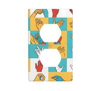 AEKGOHP Sign Language Alphabet Prints Double Socket Wall Panel Decorative is Durable and Suitable for Socket Light Switch Accessories 4.5x2.76in