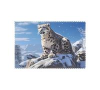 AEKGOHP Snow Leopard Printed Placemats for Dining Table Set of 6 12x18in heat resistance for hotels, homes, and banquets