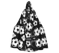 AEKGOHP Soccer Black Printed Halloween Adult Hooded Cape Men'S And Women'S Clothing Mantle Role-Playing