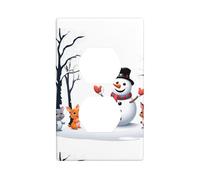 AEKGOHP The Little Snowman and The Little Animals Prints Double Socket Wall Panel Decorative is Durable and Suitable for Socket Light Switch Accessories 4.5x2.76in