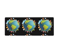 AEKGOHP Travel Around The World With Dreams Prints Extra Large Mouse Pad, Computer Office Anti Slip Gaming Keyboard Thickened Version 12x31.5in