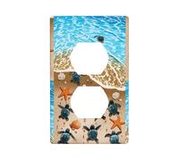 AEKGOHP Turtle Crawling on The Beach Prints Double Socket Wall Panel Decorative is Durable and Suitable for Socket Light Switch Accessories 4.5x2.76in