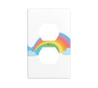 AEKGOHP Unicorn on a Rainbow Prints Double Socket Wall Panel Decorative is Durable and Suitable for Socket Light Switch Accessories 4.5x2.76in