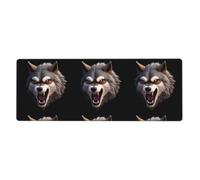 AEKGOHP Vicious Wolf Head Prints Extra Large Mouse Pad, Computer Office Anti Slip Gaming Keyboard Thickened Version 12x31.5in