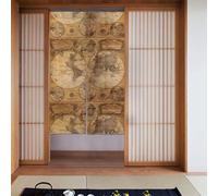 AEKGOHP Vintage Old World Map Printed Curtain 2 Pcs Spliced 34x56in Good Drape, Smooth and Not Easily Wrinkled, Fabric curtains, room dividers