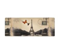 AEKGOHP Vintage Paris Eiffel Tower Butterfly Prints Extra Large Mouse Pad, Computer Office Anti Slip Gaming Keyboard Thickened Version 12x31.5in