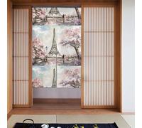 AEKGOHP Vintage Style Eiffel Tower Paris Printed Curtain 2 Pcs Spliced 34x56in Good Drape, Smooth and Not Easily Wrinkled, Fabric curtains, room dividers
